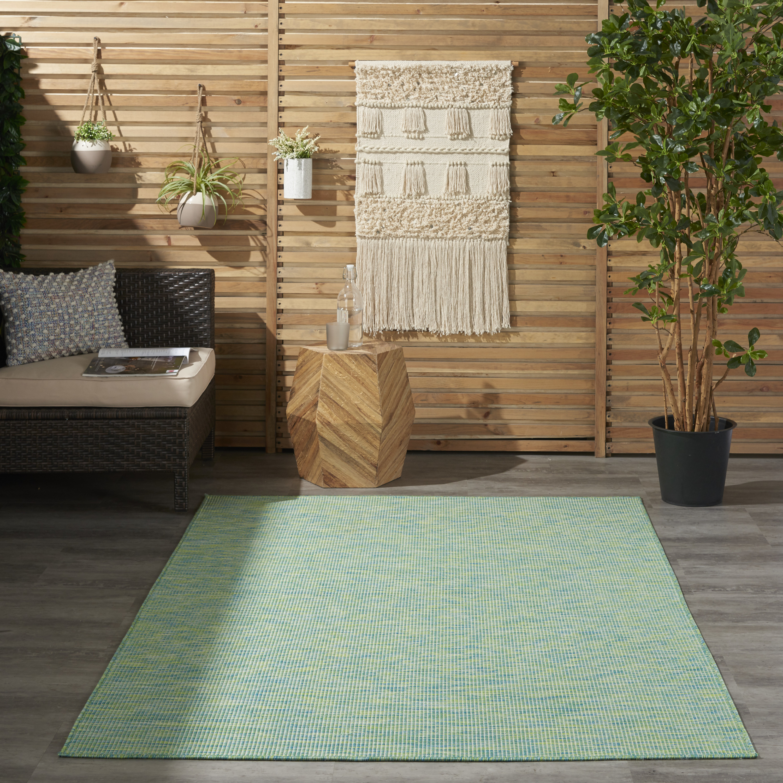 Nourison Positano 4' x 6' Blue Green Modern Rug