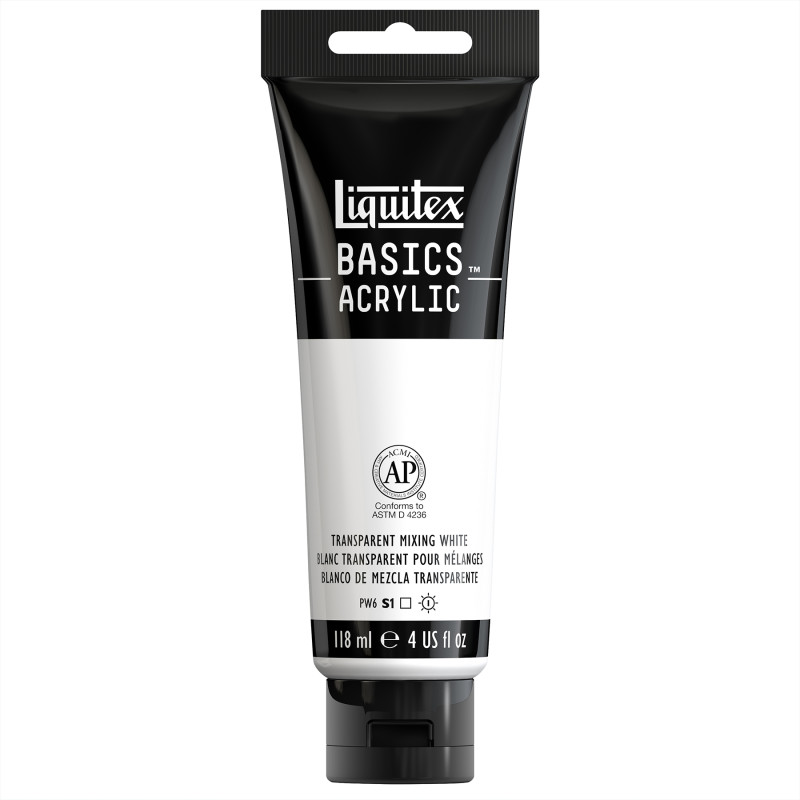 BASICS Acrylic Paint, 118 mL Tube, Transparent Mixing White