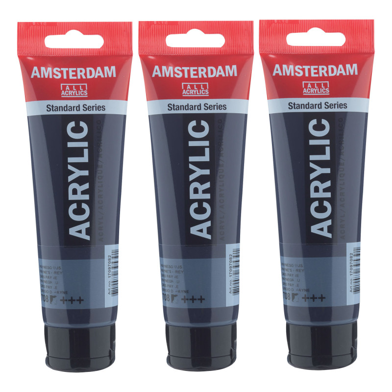 Standard Acrylic Paint, 120ml, Paynes Grey 708, Pack of 3