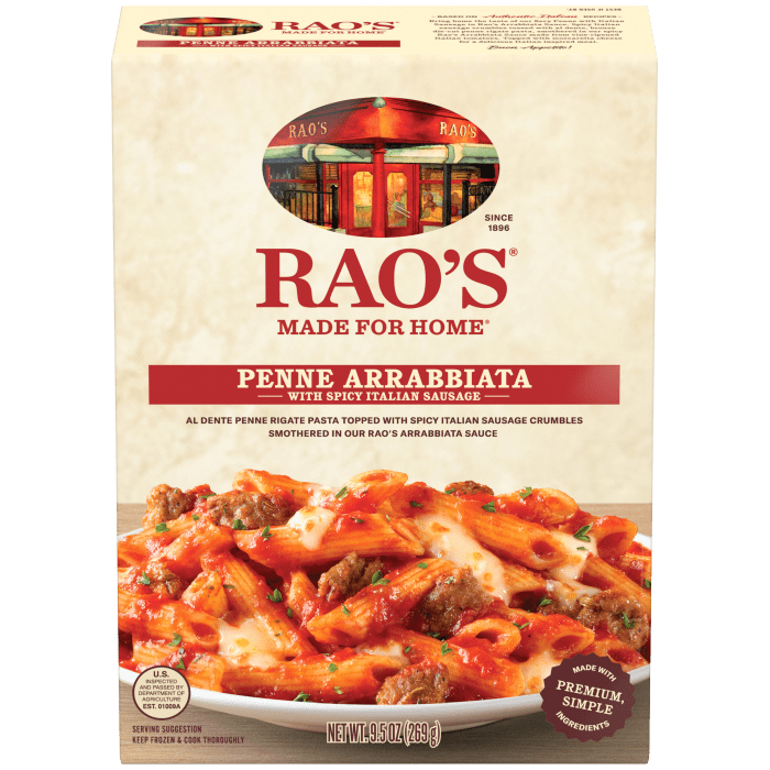 Penne Arrabbiata with Spicy Italian Sausage Frozen Meal, 9.5 oz - Back Image