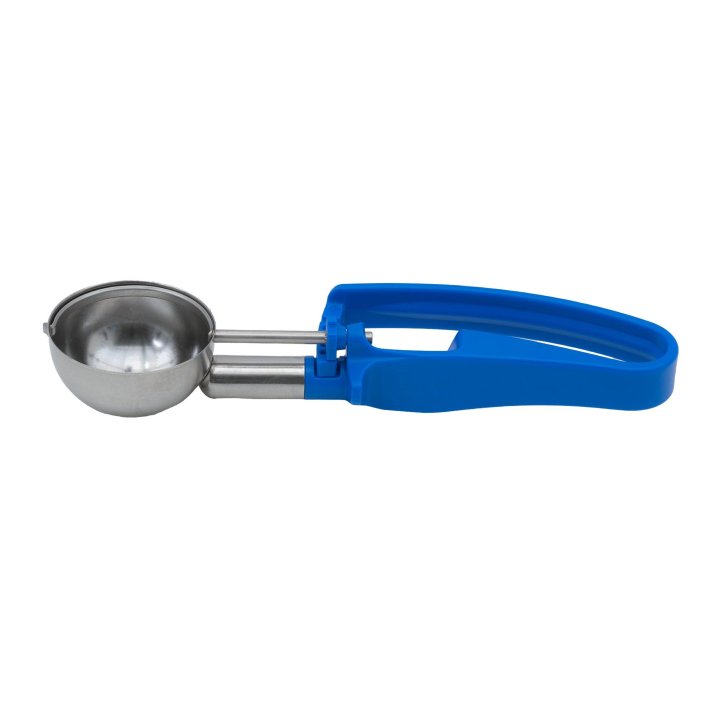 2-ounce disher with royal blue squeeze handle
