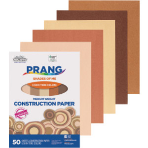 Shades of Me Construction Paper, Medium Weight, 5 Assorted Skin Tone Colors, 9" x 12", 50 Sheets