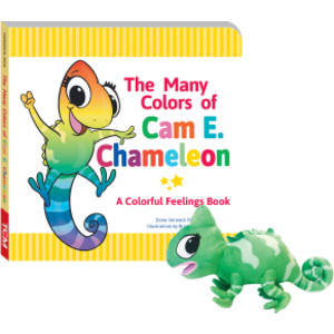 Many Colors of Cam E. Chameleon Board Book & Plush Set