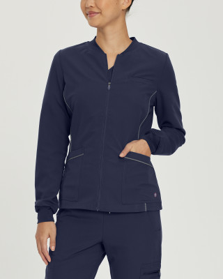 White Cross V-Tess 953 Women&#8216;s Fade Resistant 3-Pocket Zipper Front Warm-Up Scrub Jacket WSL-White Cross