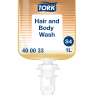 Tork, Hair & Body Wash Liquid Soap, Tork Liquid Skincare S4 Dispenser 1000 mL Cartridge