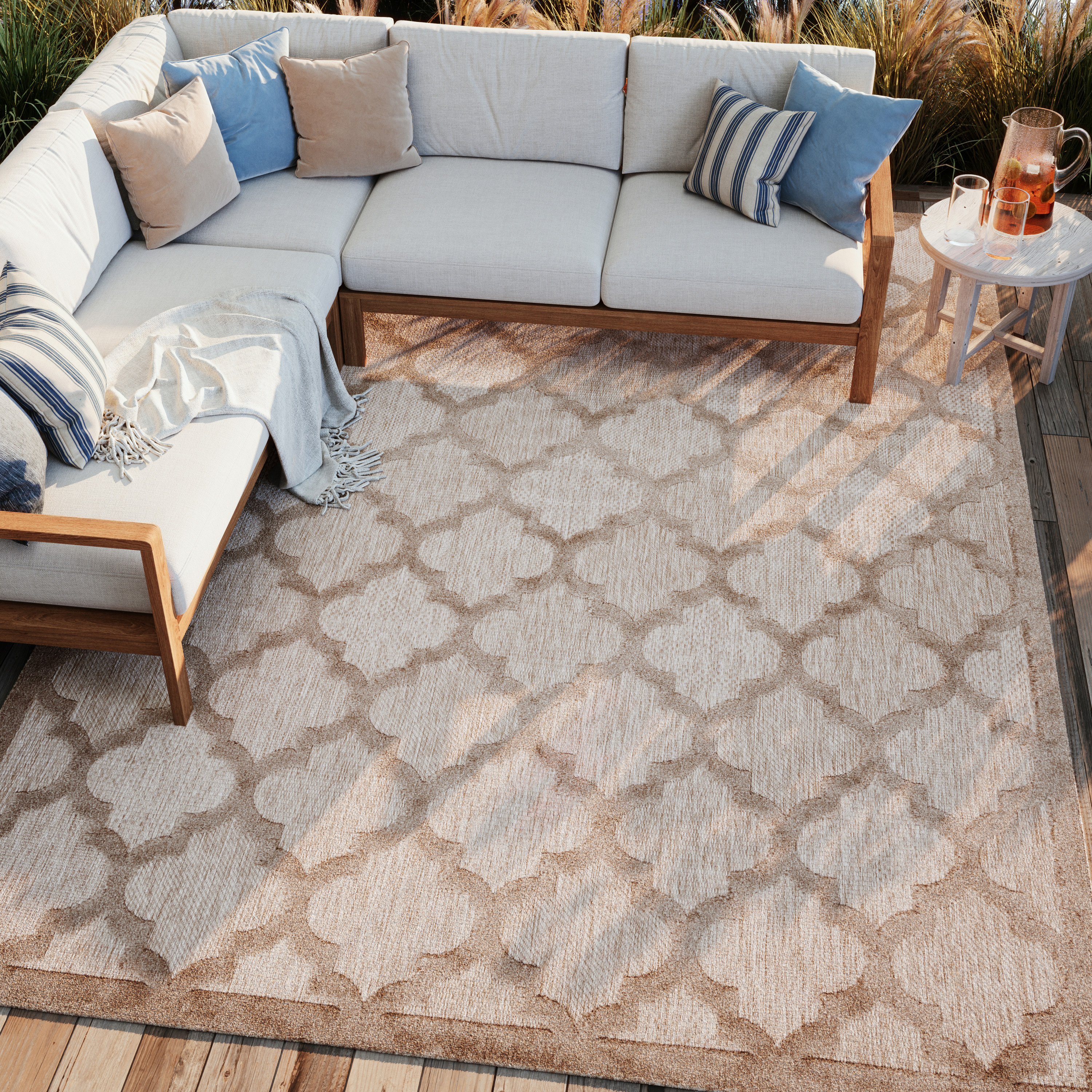 Nourison Easy Care 7' x 10' Natural Beige Modern Rug