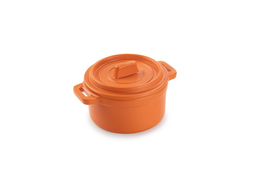 Mini Round Casserole With Lid Orange 10 cm