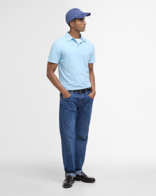 Drayton Linen Tailored Polo Shirt Pale Sky