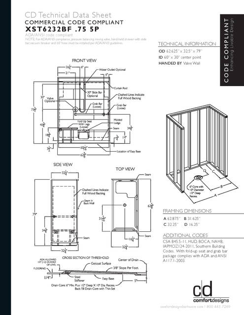 Tech Data Sheet — Cd Shower Tech Data Xst 6232bf 75 5p L Bar