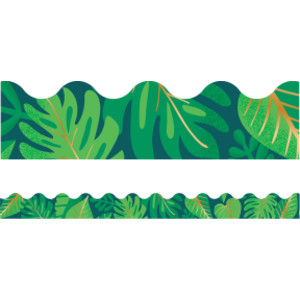 One World Tropical Leaves Scalloped Border, 39 Feet