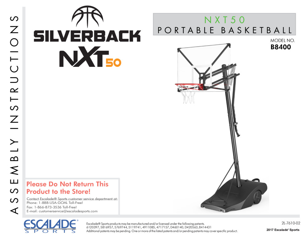 Silverback NXT 50" Backboard Portable HeightAdjustable Basketball Hoop