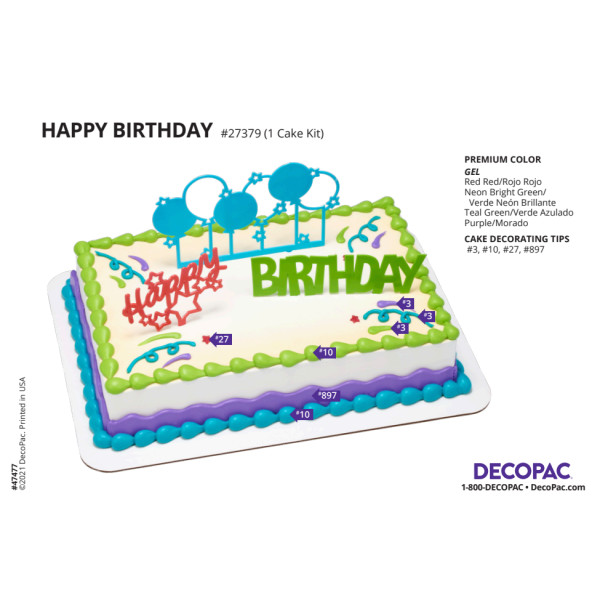 Happy Birthday Cake Decorating Instruction Card