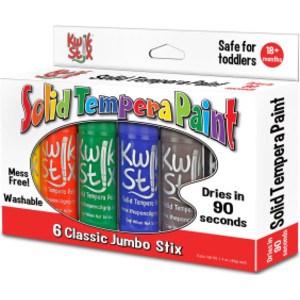 Jumbo Solid Tempera Paint Stick, 6 Classic Colors