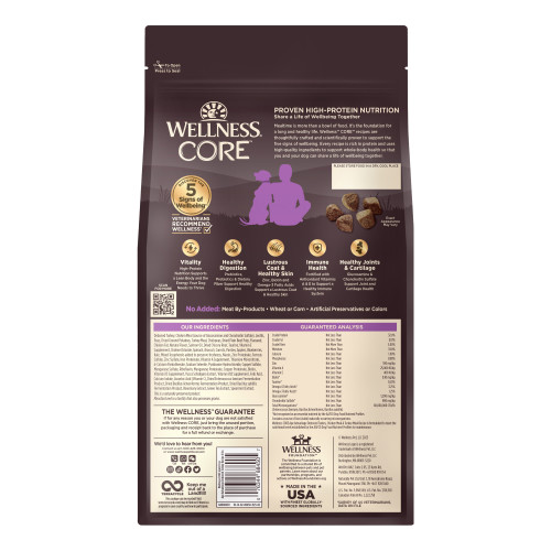 Wellness CORE  Age Advantage Turkey & Chicken Recipe back packaging