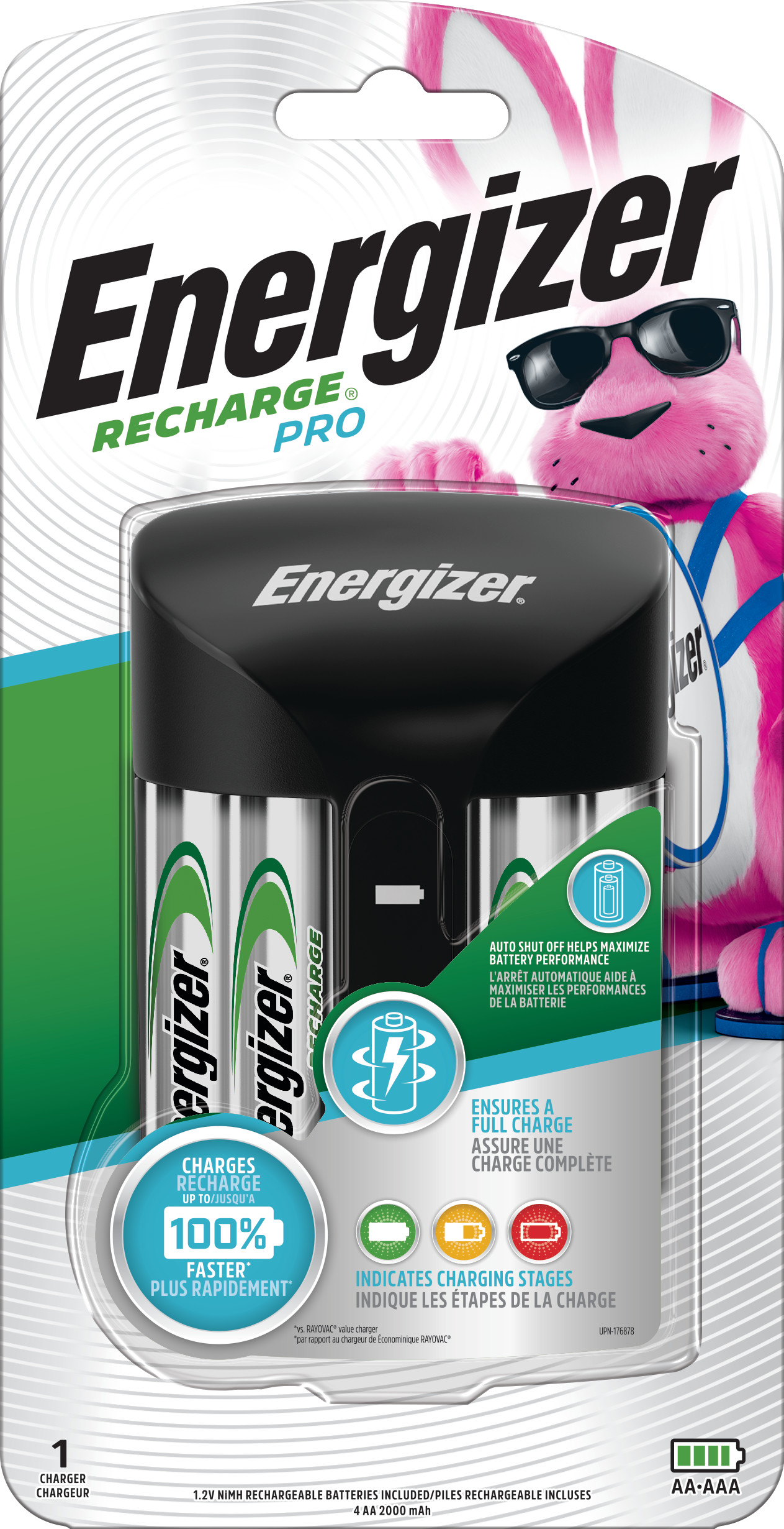 ENR Pro Charger w/ 4AA NiMh batteries | CHPROWB4| 50618 |Energizer