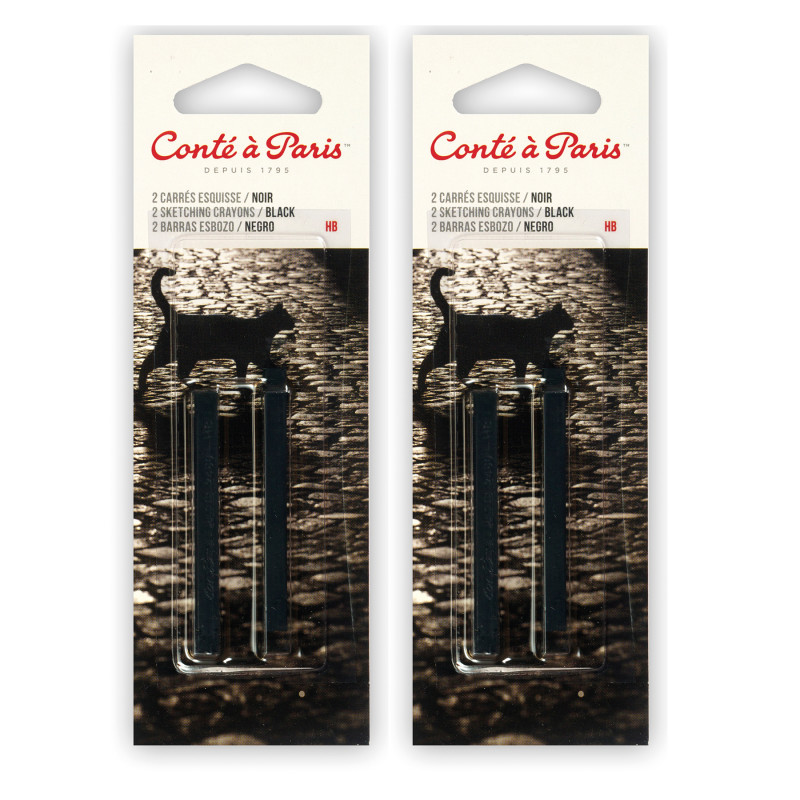 Carrés Esquisse Sketching Pastel Crayons, Black HB, 2 Per Pack, 2 Packs