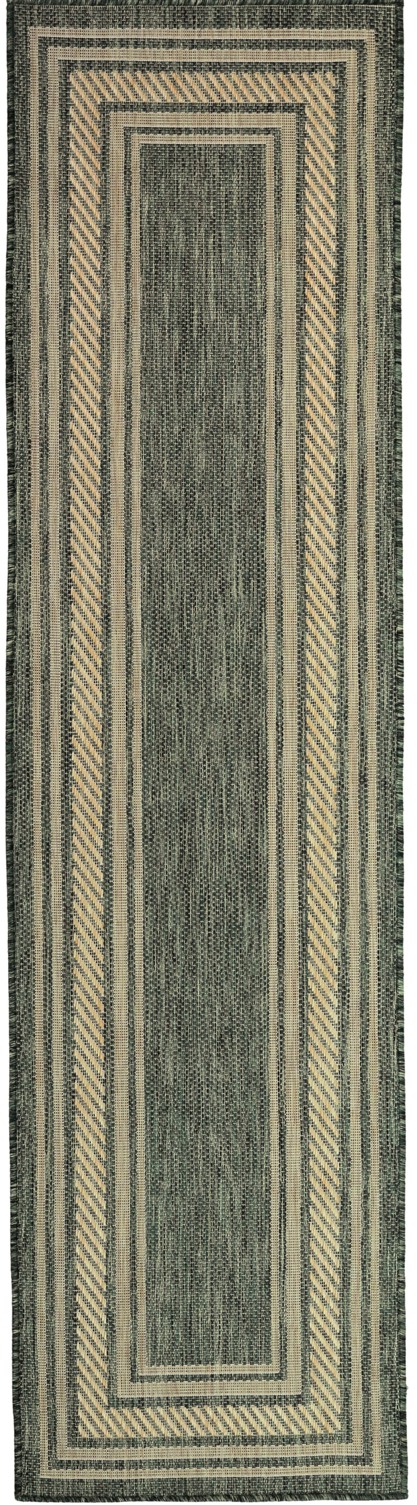 Nourison Horizon Indoor/Outdoor 2'2" x 8' Green Modern Rug