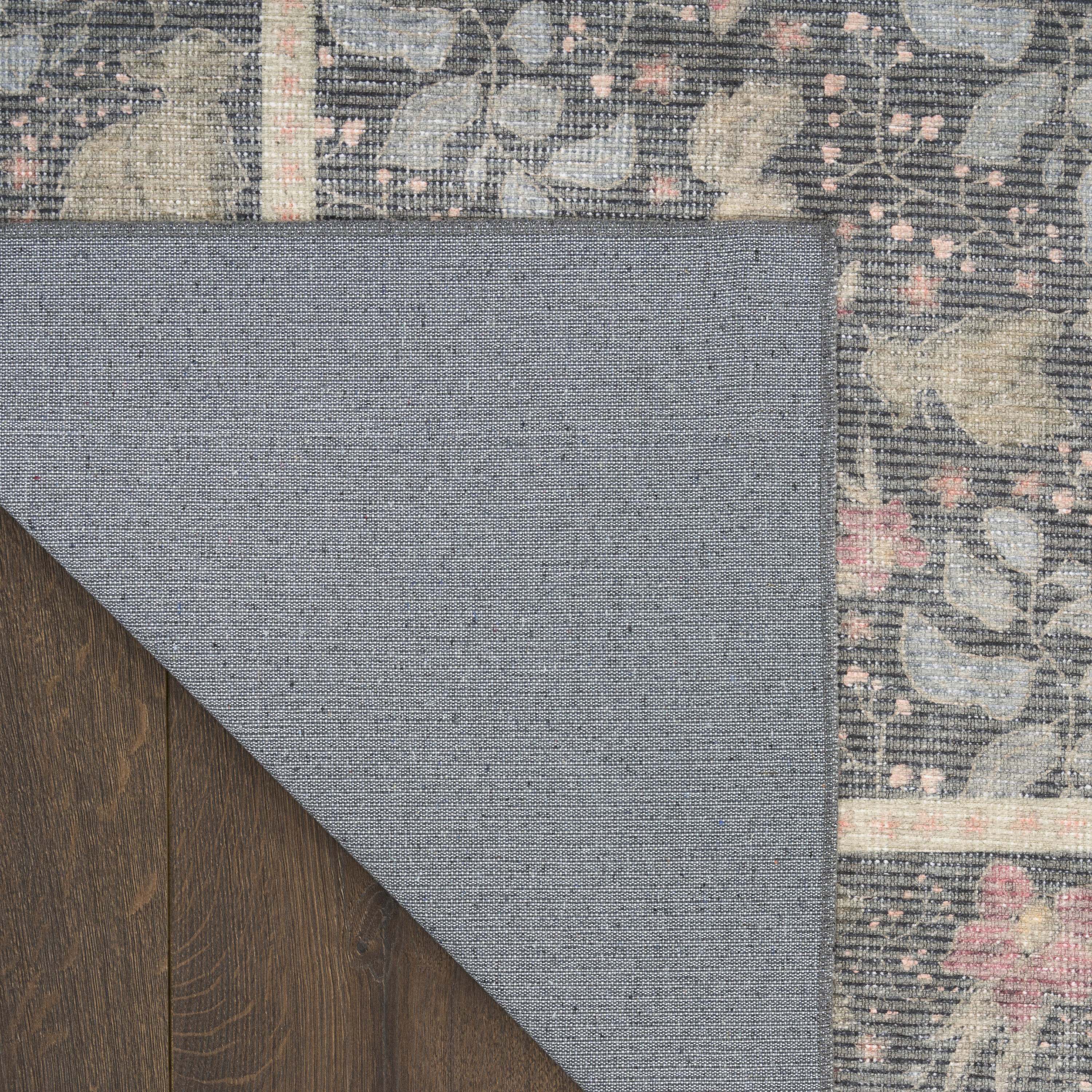 Nourison Botanical Washables 2' x 6' Charcoal Multicolor Farmhouse Indoor Rug