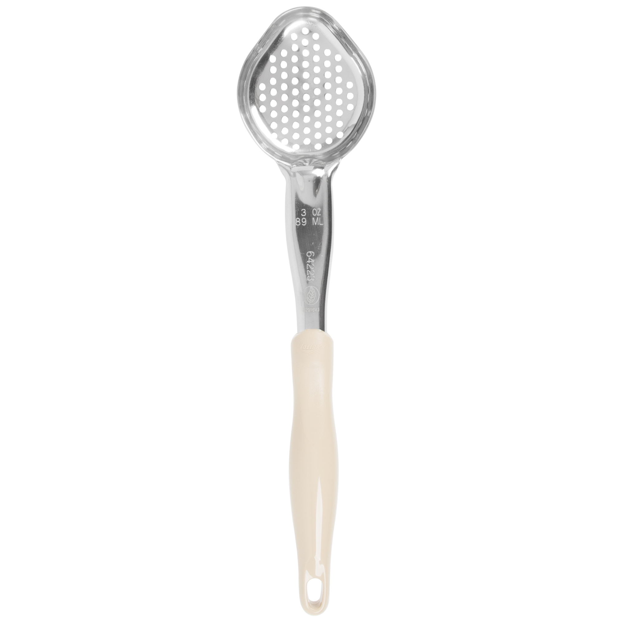 3ounce onepiece heavyduty perforated oval Spoodle® utensil with ivory nylon handle