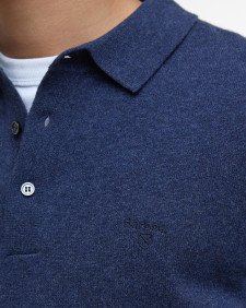 Hutherston Knitted Polo Shirt Navy Marl
