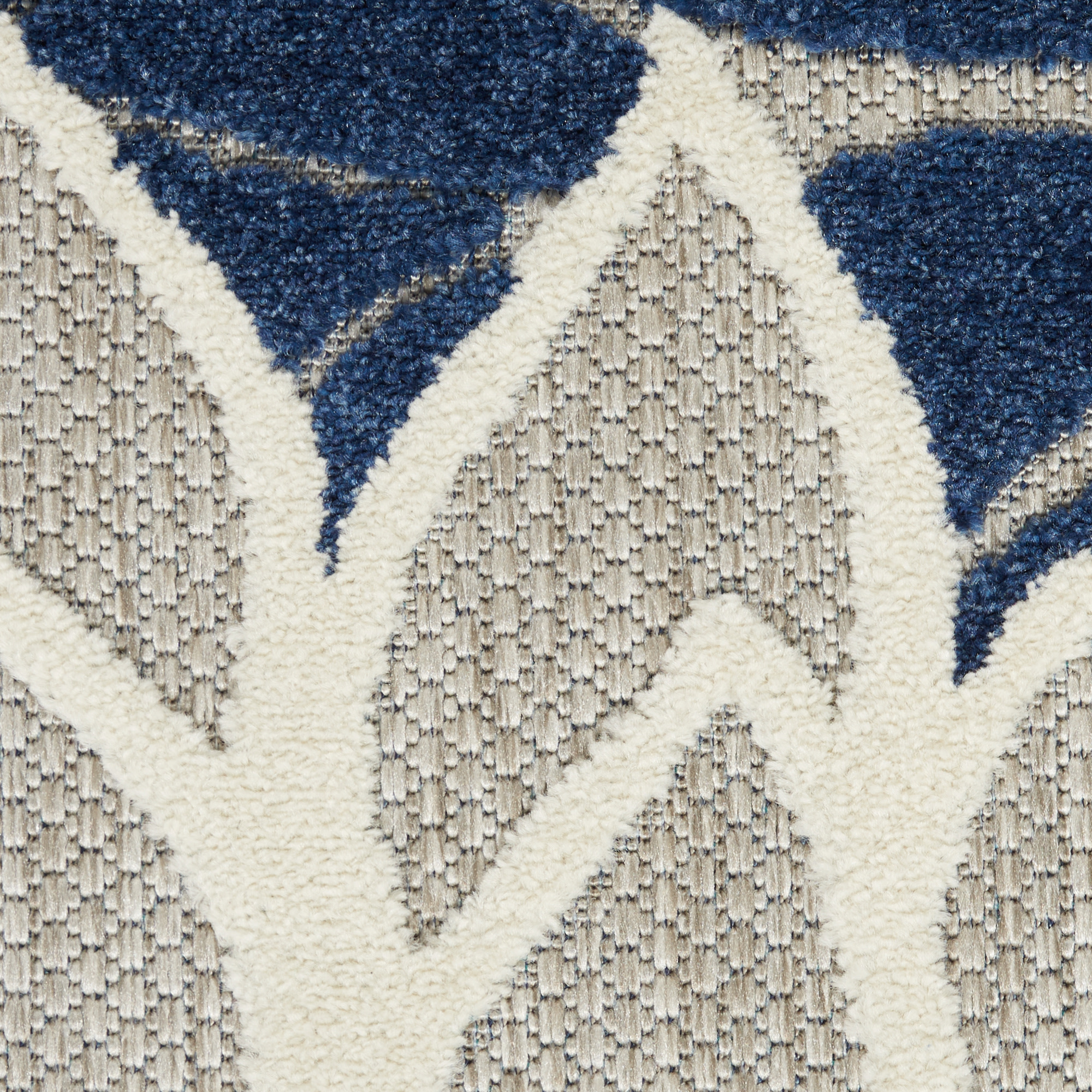 Nourison Aloha 2'3" x 12' Ivory Navy Tropical Rug