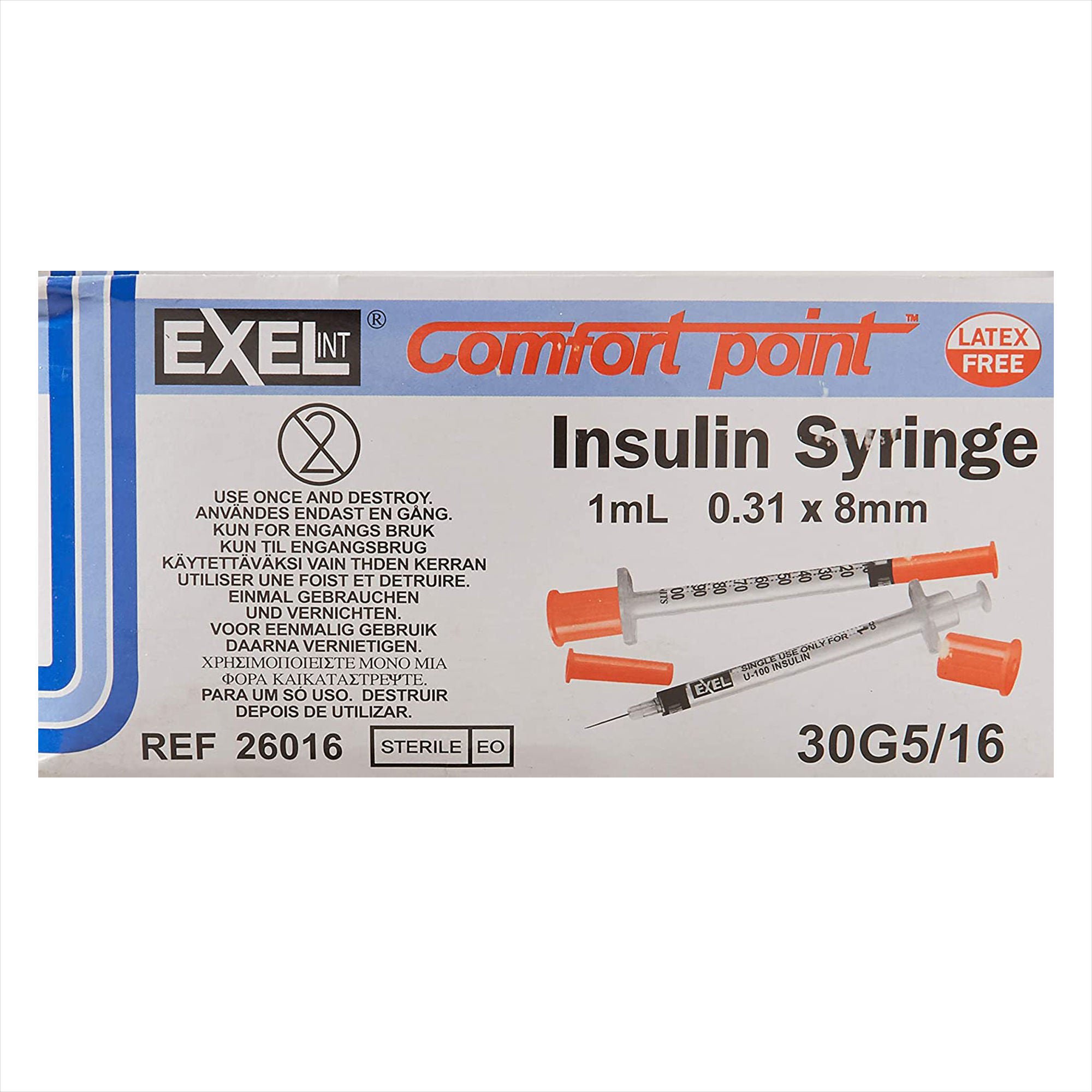 Comfort Point™ 1 mL Insulin Syringe with Needle, 30 Gauge, 5/16 Inch