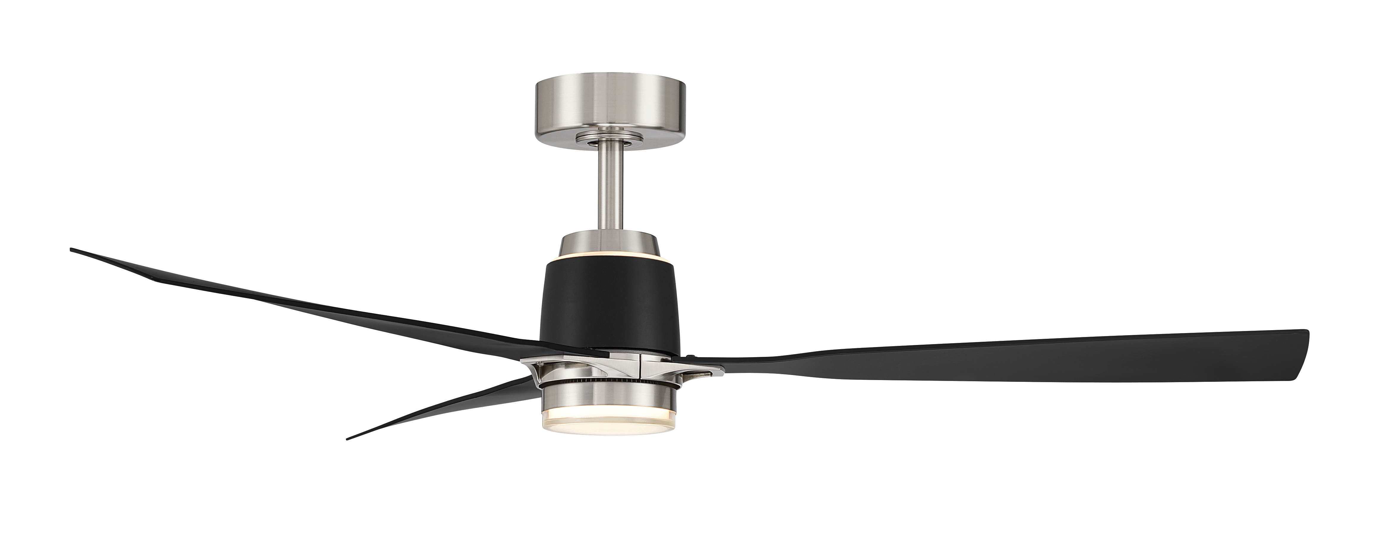 53" 3-Blade 5CCT LED Smart Ceiling Fan - Brushed Nickel and Coal Blades with Clear Acrylic Lens - alternate view