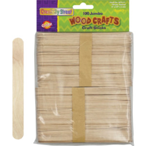 Jumbo Craft Sticks, Natural, 6" x .75", 100 Pieces