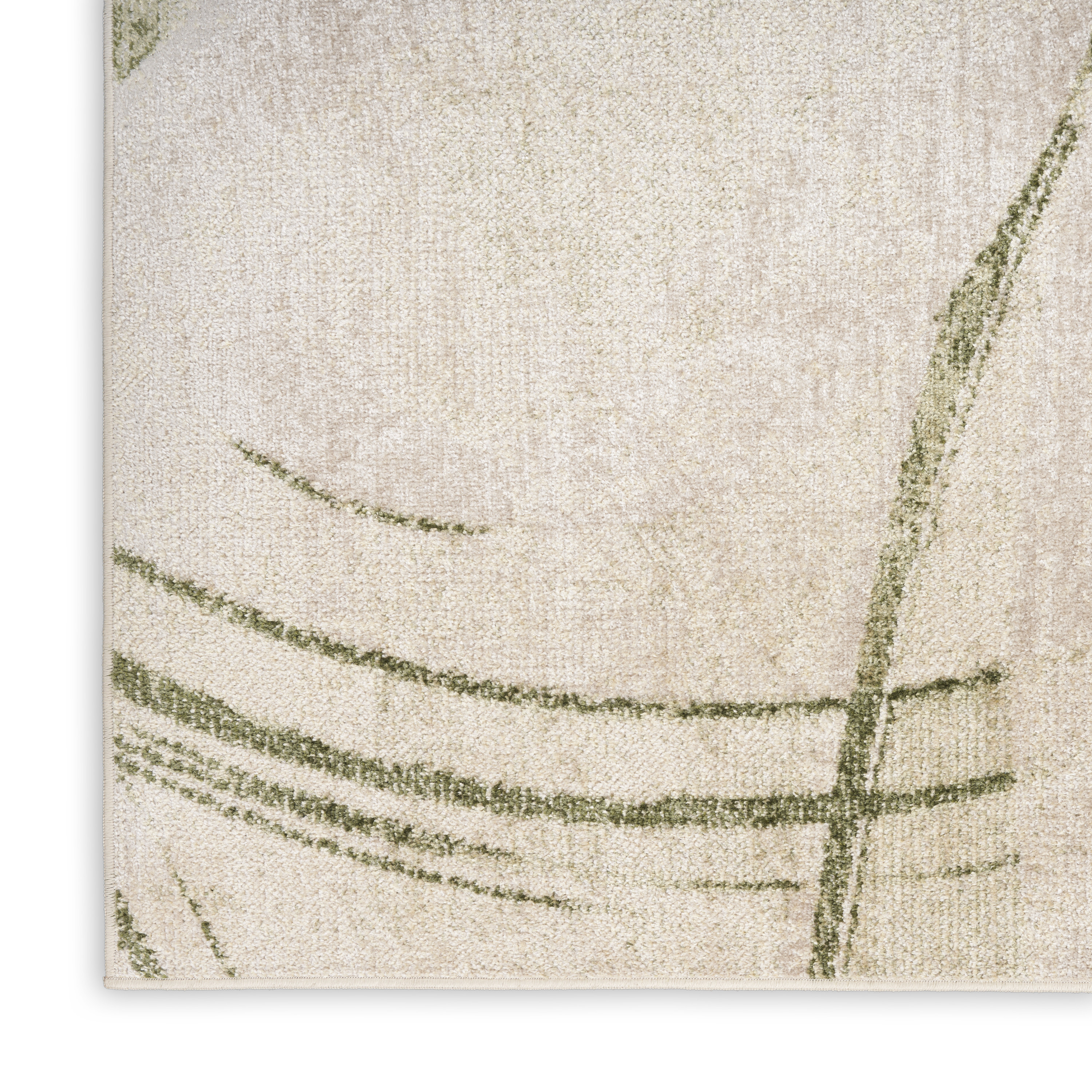Nourison Astra Machine Washable 5'3" x 7' Beige Green Modern Indoor Rug