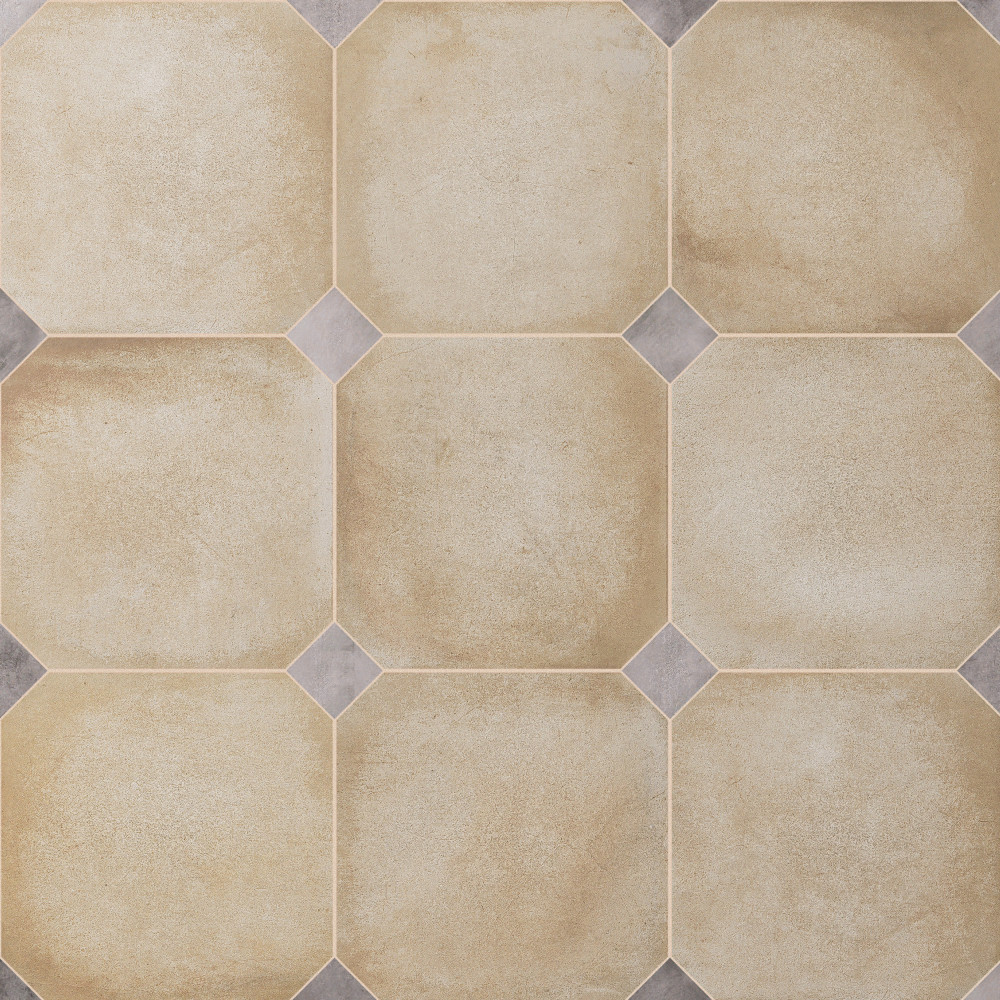 Laverton Octagon Beige with Taco Gris 7-7/8 in. x 7-7/8 in. Porcelain Floor and Wall Tile
