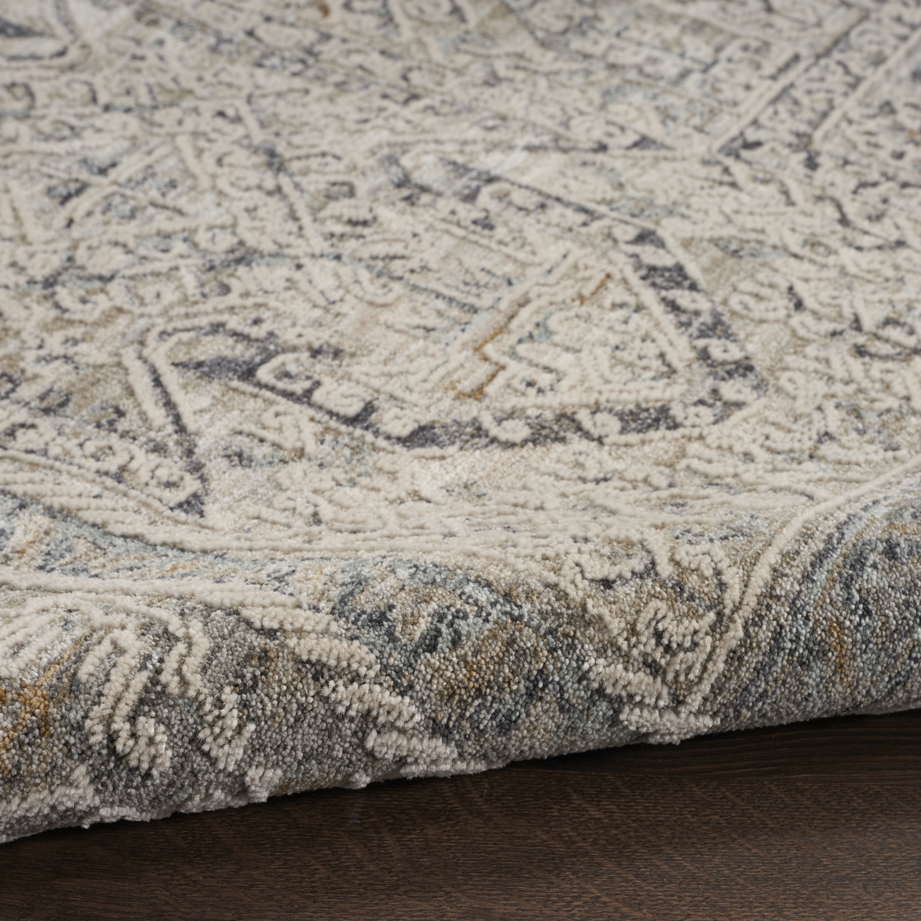 Nourison Lynx 2'6" x 4'6" Ivory Grey Blue Vintage Indoor Rug