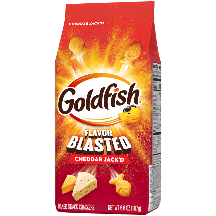 Goldfish® Flavor Blasted® Cheddar Jack’d Crackers, 6.6 oz, bag - Right Angle Image
