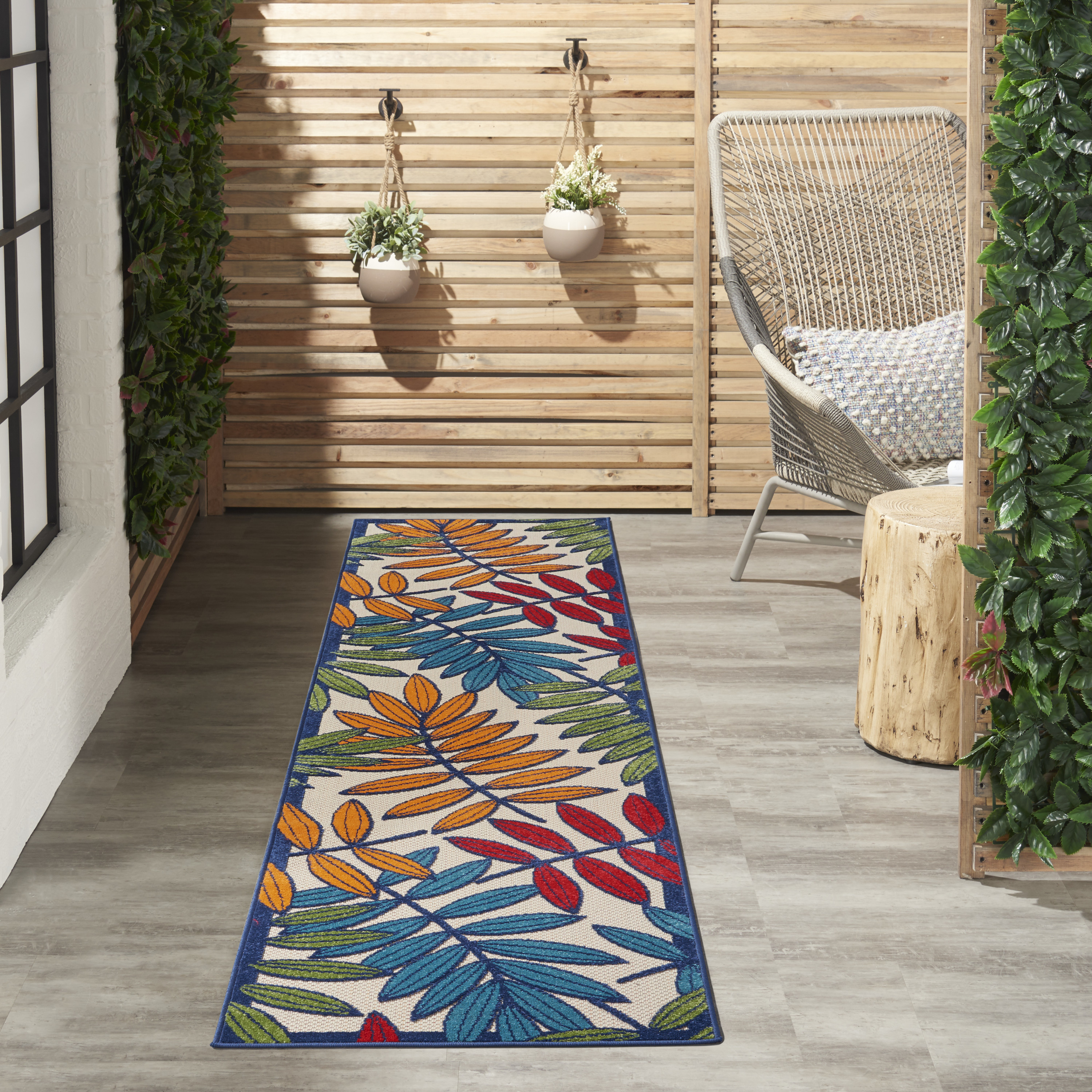 Nourison Aloha 2'3" x 10' Multicolor Tropical Rug