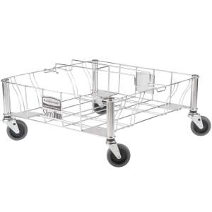 Rubbermaid Commercial, Slim Jim, Double, Metal, Stainless Steel, Receptacle Dolly