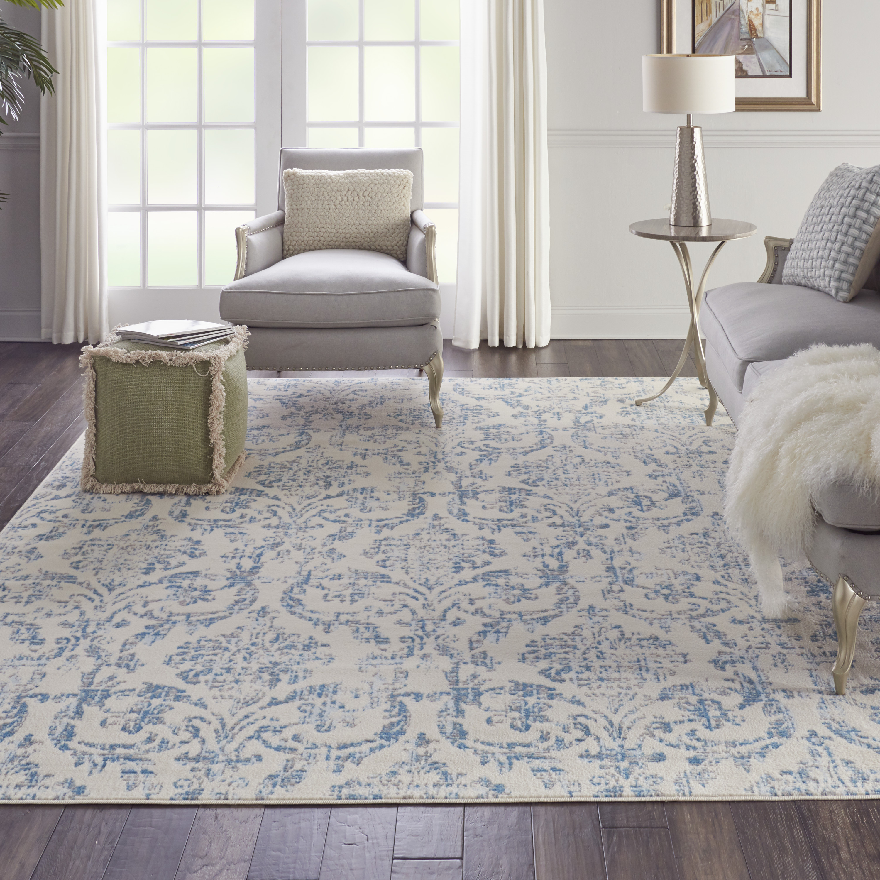 Nourison Jubilant JUB09 Ivory Blue Rug