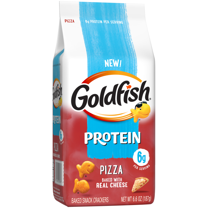 Goldfish® 6g Protein Pizza Crackers, 6 oz, bag - Left Angle Image