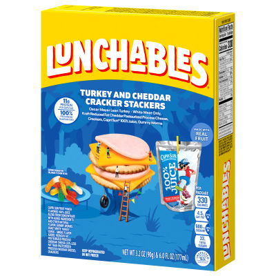 Lunchables Turkey & Cheddar Cheese Cracker Meal Kit, Capri Sun Fruit Punch, Gummy Worms, 9.2 oz Box