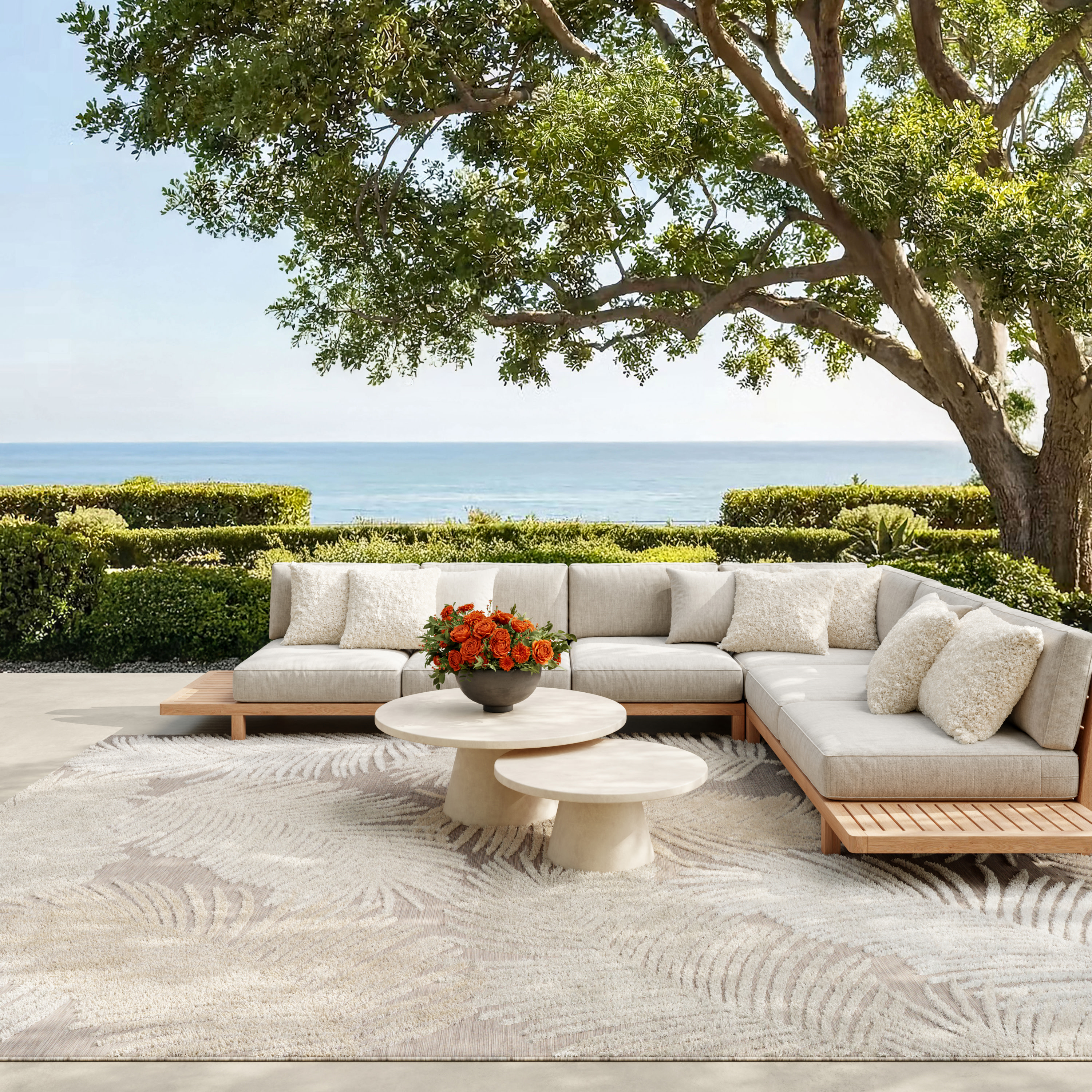 Nourison Suncoast 7'10" x 9'10" Beige Tropical Rug