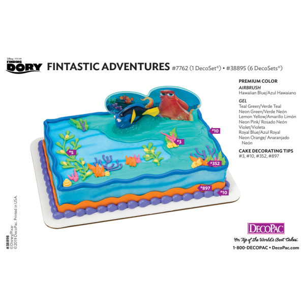 Finding Dory Fintastic Adventures Cake Decorating Instruction Card