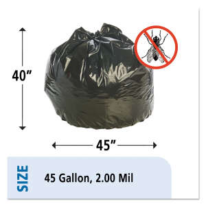 NSN8105015346819, AbilityOne®, SKILCRAFT LLDPE Insect Repellent Liner, 45 gal Capacity, 40 in Wide, 45 in High, 2 Mils Thick, Black
