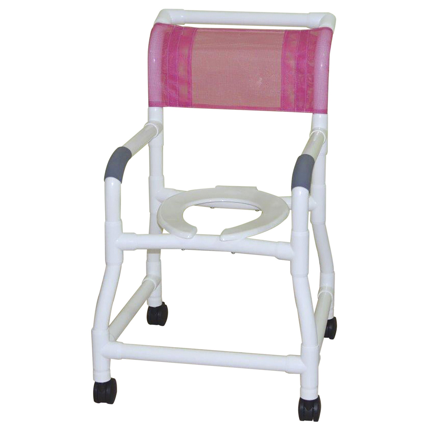MJM International CHAIR, SHOWER OPEN FRONT W/3" CASTERS BLU 18"