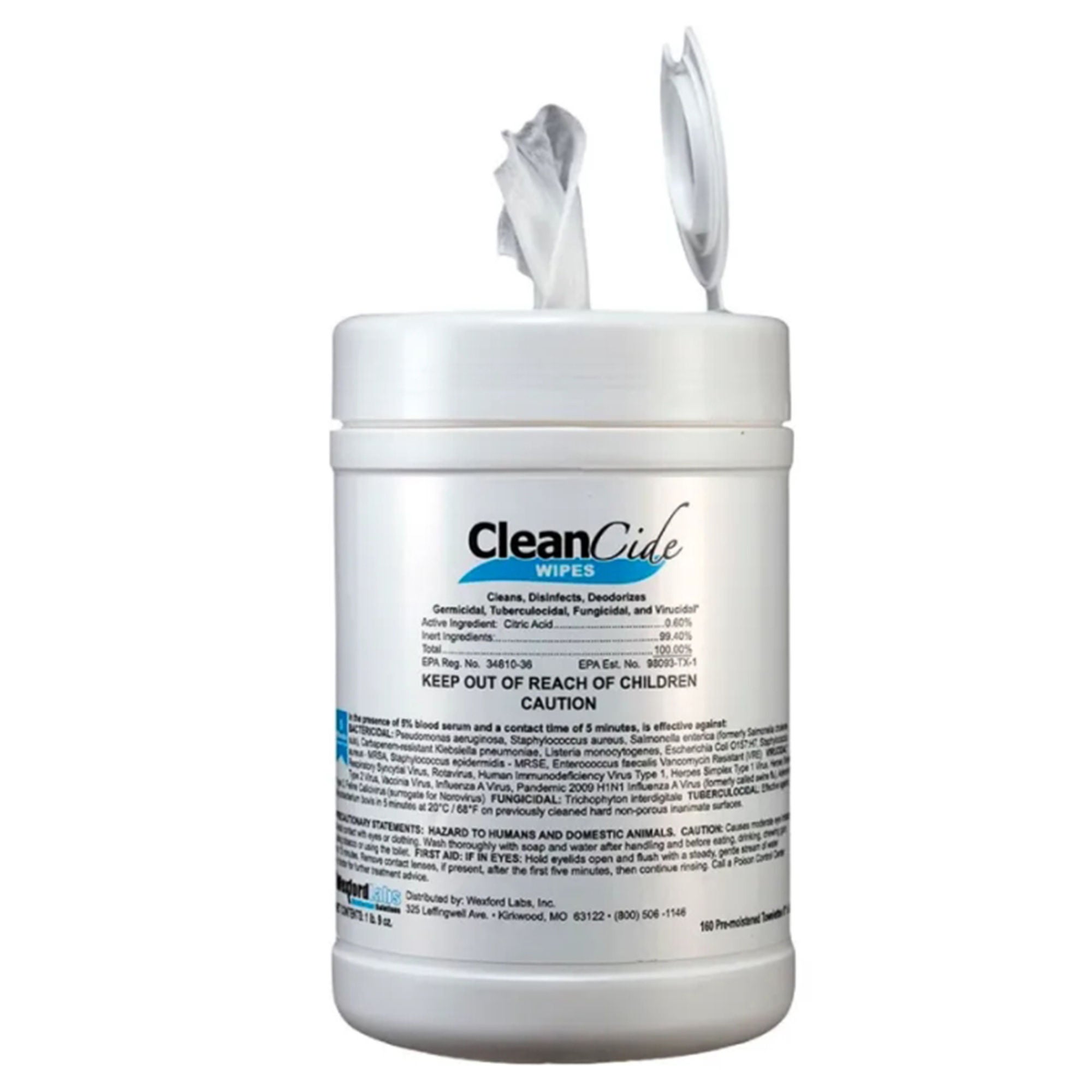 Surface Disinfectant Cleaner Cleancide Premoistened Germicidal Manual Pull Wipe 160 Count Canister Scented NonSterile
