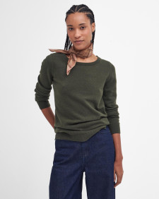 Pendle Crew Neck Jumper Olive-Hessian Tartan