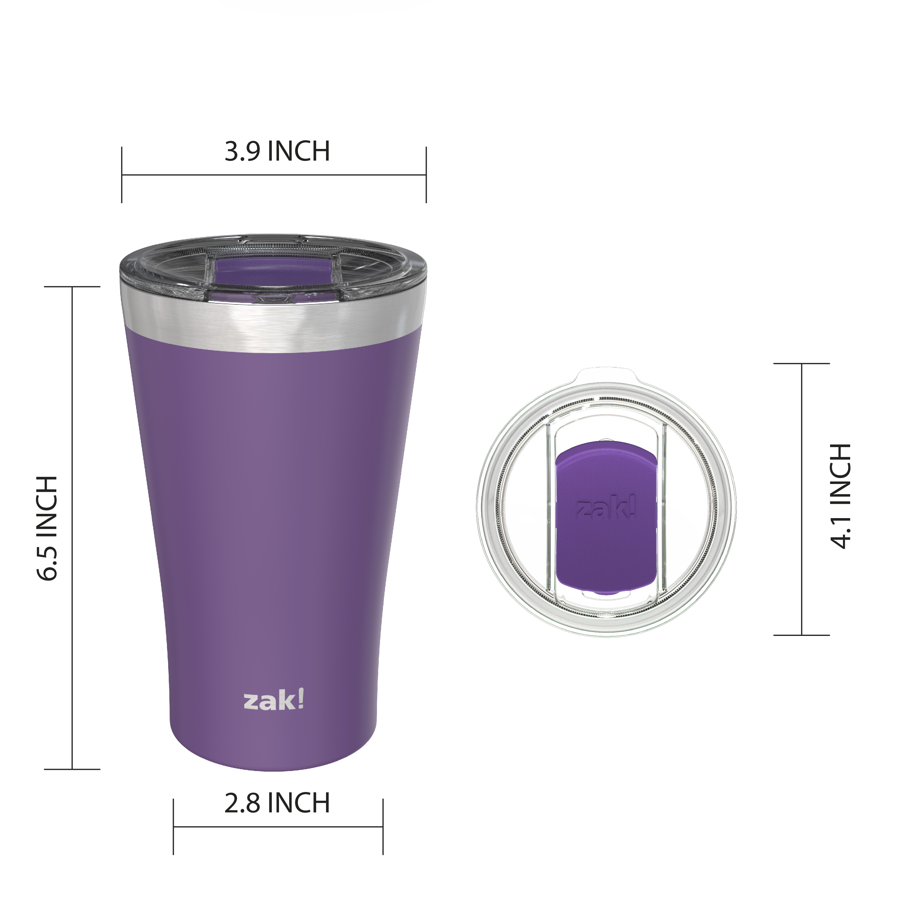 Zak Hydration 20 ounce Reusable Vacuum Insulated Stainless Steel Tumbler with Straw, Viola slideshow image 2 Zak Hydration 20 ounce Reusable Vacuum Insulated Stainless Steel Tumbler with Straw, Viola slideshow image 2