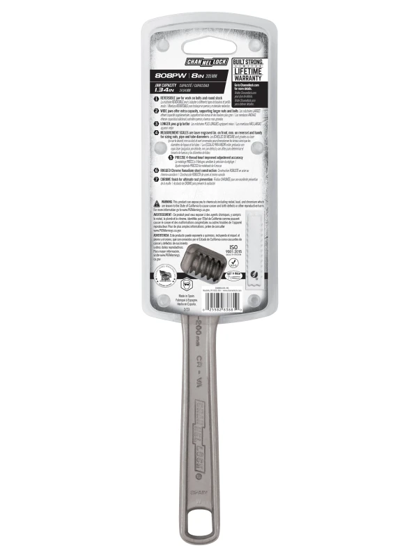 808PW 8-inch Reversible Jaw Adjustable Wrench
