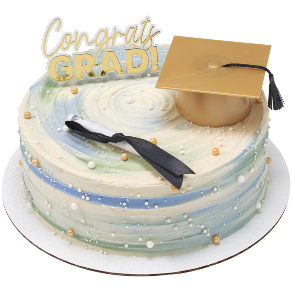 Gold Smooth Grad Hat Layon