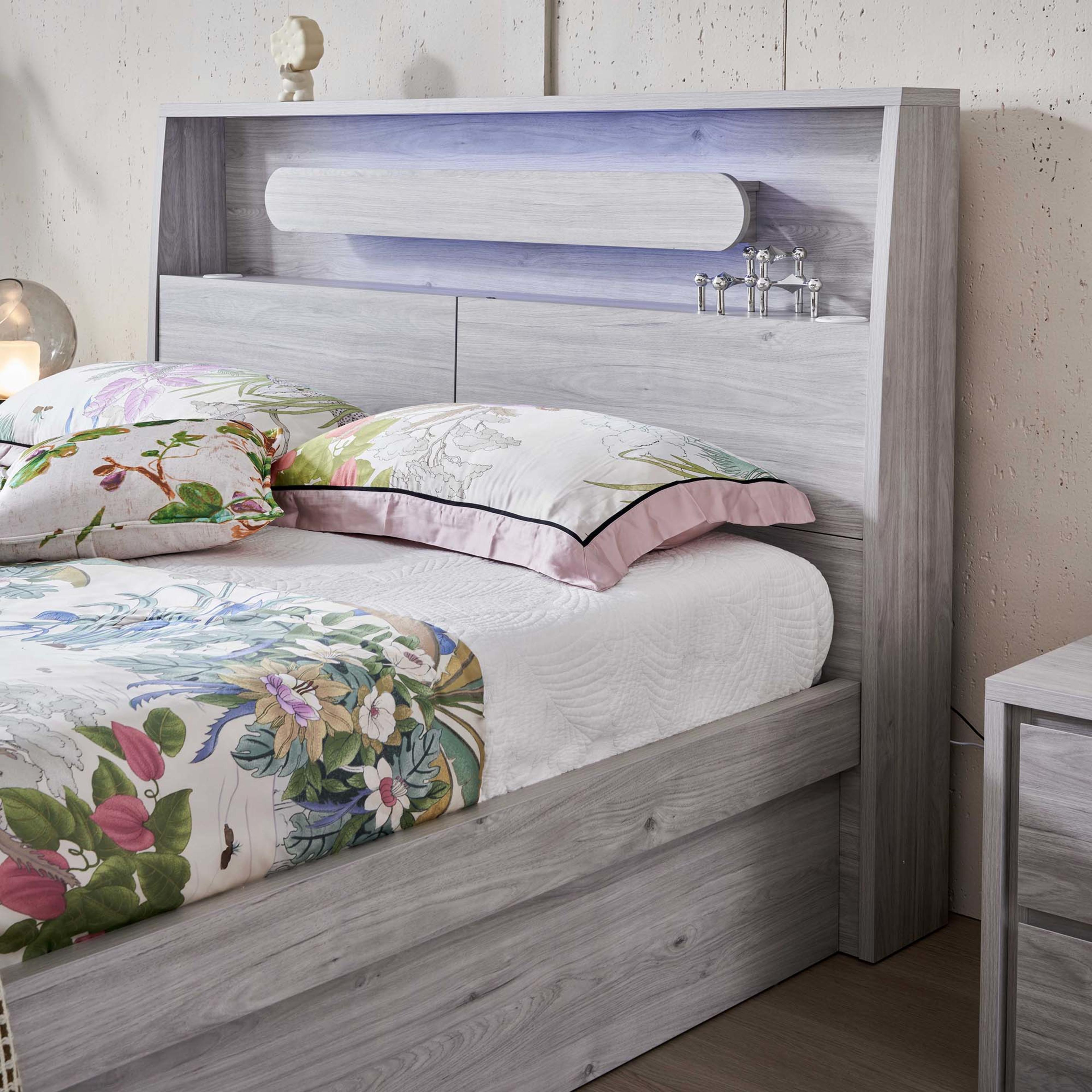 Detail image of the  Nova Bed Frame, Front Slat Gas Lift Base, Stone Oak from Forty Winks