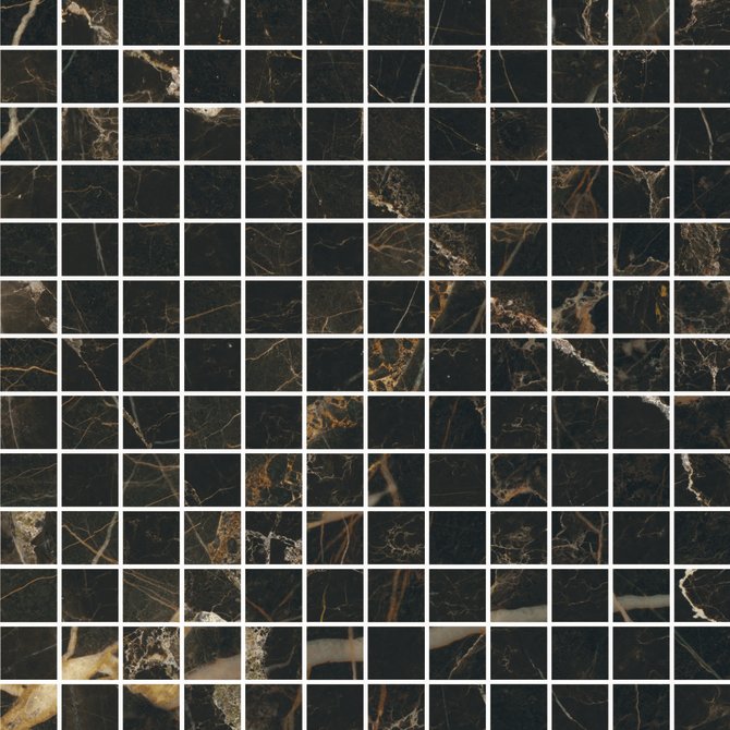 Valentina Black 1×1 Mosaic Polished