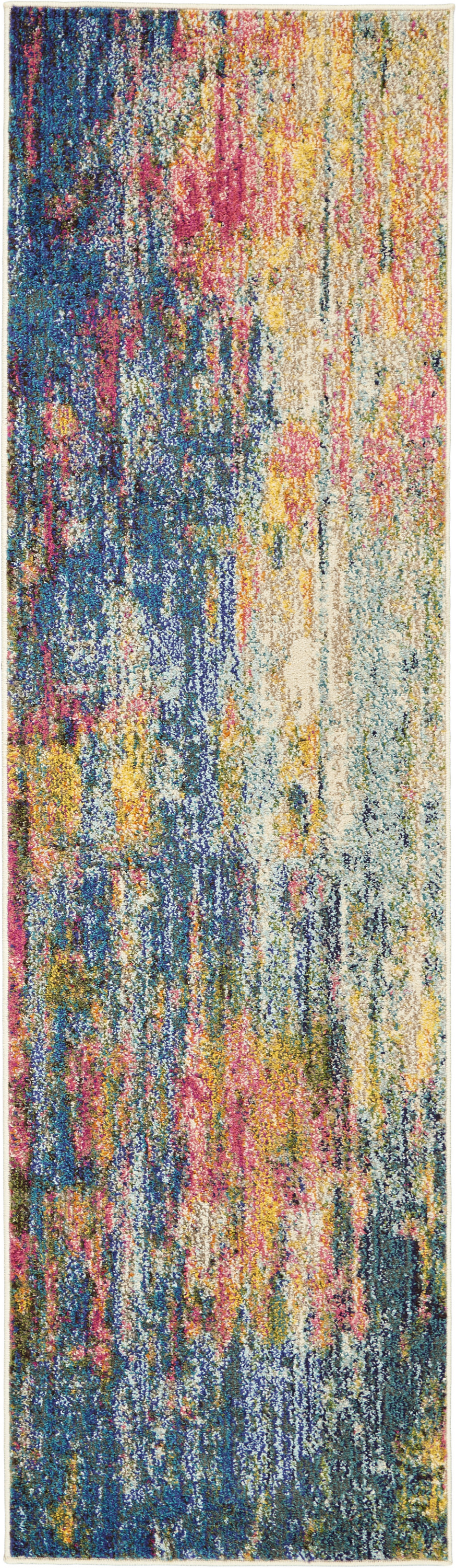 Nourison Celestial 2'2" x 7'6" Blue Yellow Modern & Contemporary Indoor Rug