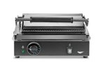 120-volt single panini sandwich grill with cast-iron grooved plates and NEMA 5-15P Plug